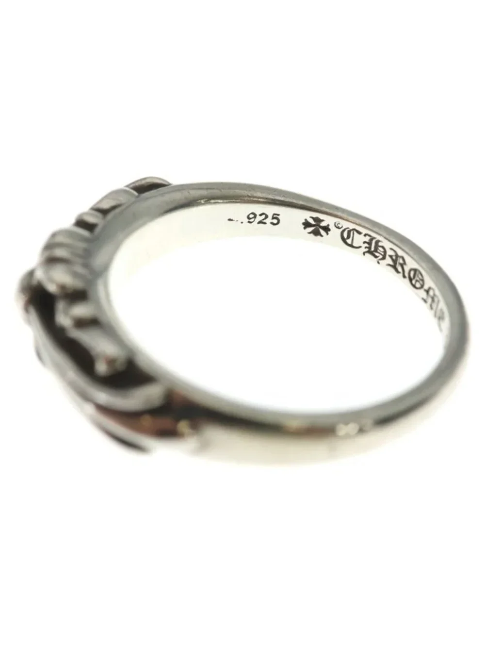 Chrome Hearts Baby Classic Babyke Classic Floral Black Sling Silver Ring